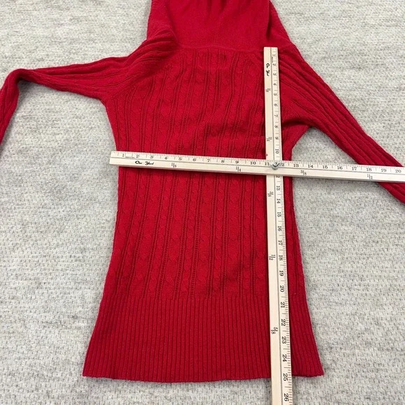 Vintage Y2K American Eagle Sweater Women Medium Red Cable Knit Babydoll Bella - Picture 7 of 11
